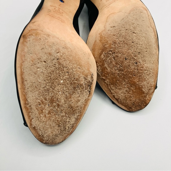 Something Bleu Black Mesh Gold Yellow Ball Pump Heels Peep Toe Italy Size 7 - Picture 6 of 16